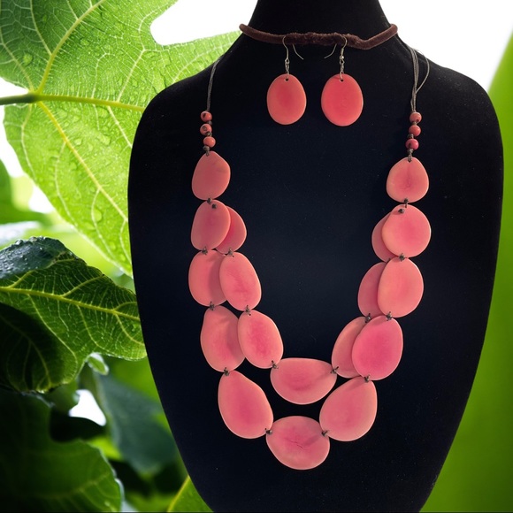 Tagua Nut Jewelry - Tagua nut Organic necklace & earring set